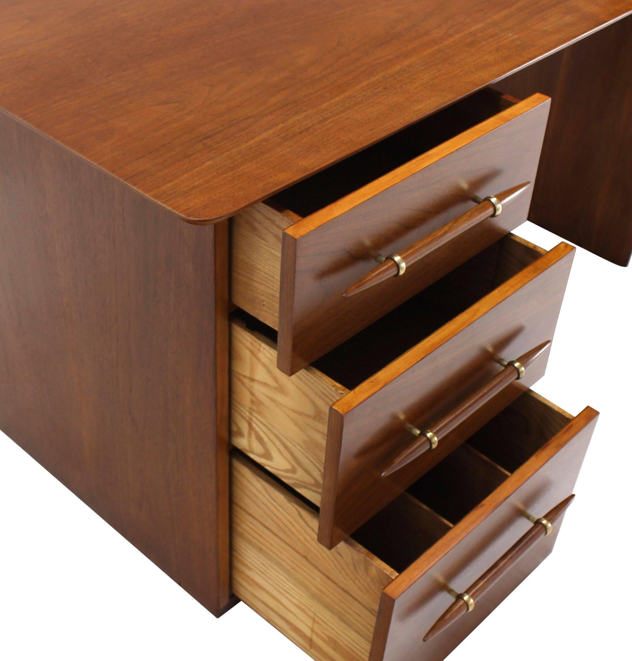 Lacquered Robs john Gibbings Walnut Single Pedestal Desk with Three Drawers