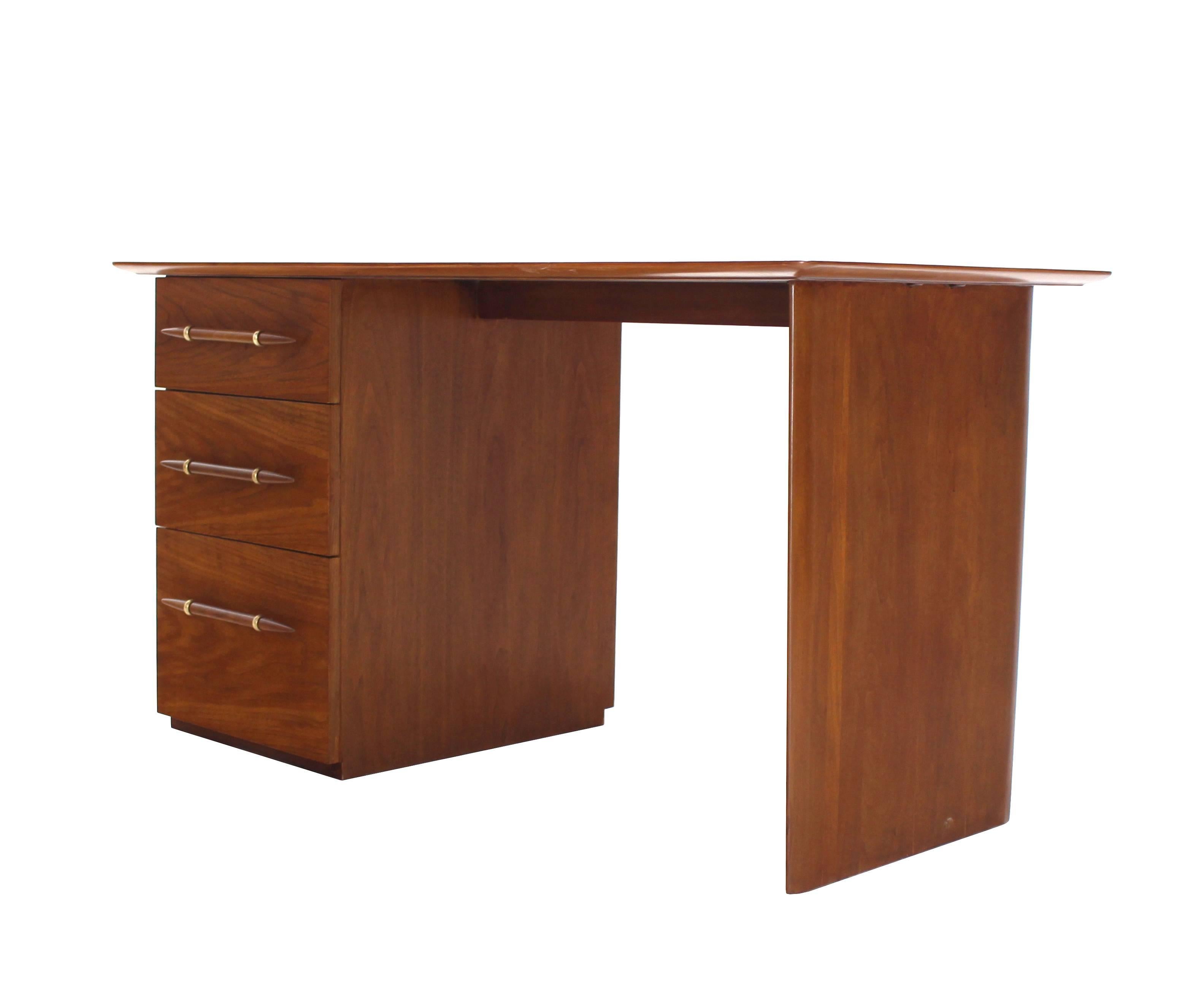 20th Century Robs john Gibbings Walnut Single Pedestal Desk with Three Drawers