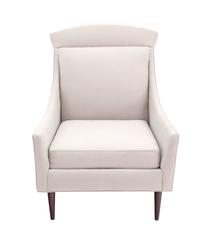 New Upholstery Danish Mid-Century Modern Lounge Chair by Selig on Walnut Legs