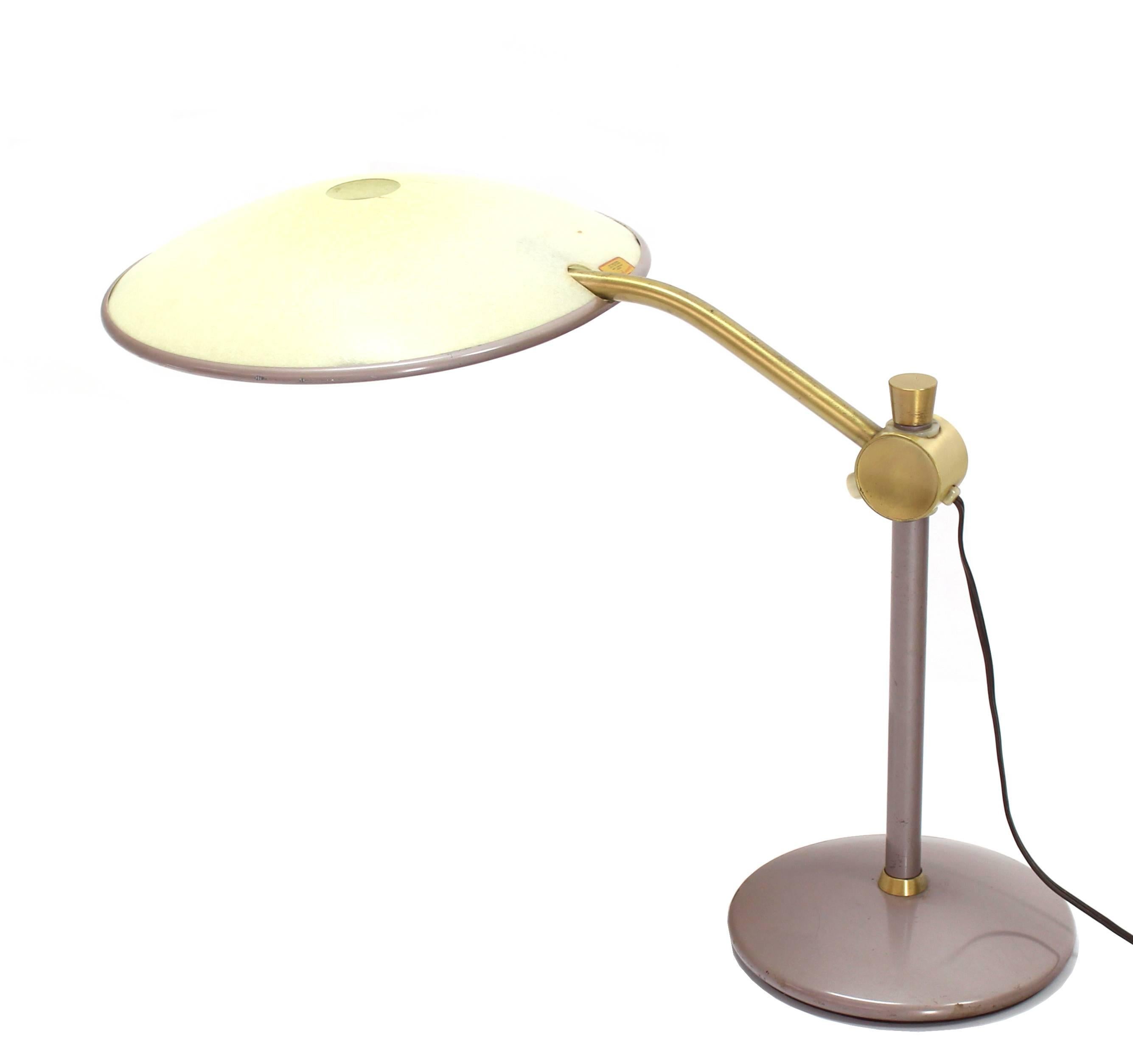 Brass Adjustable Mid-Century Modern Desk Lamp Underwriters Laboratories