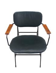 Rare Design Bent Wire Frame Wood Arm Mid-Century Modern Dining Side Chair