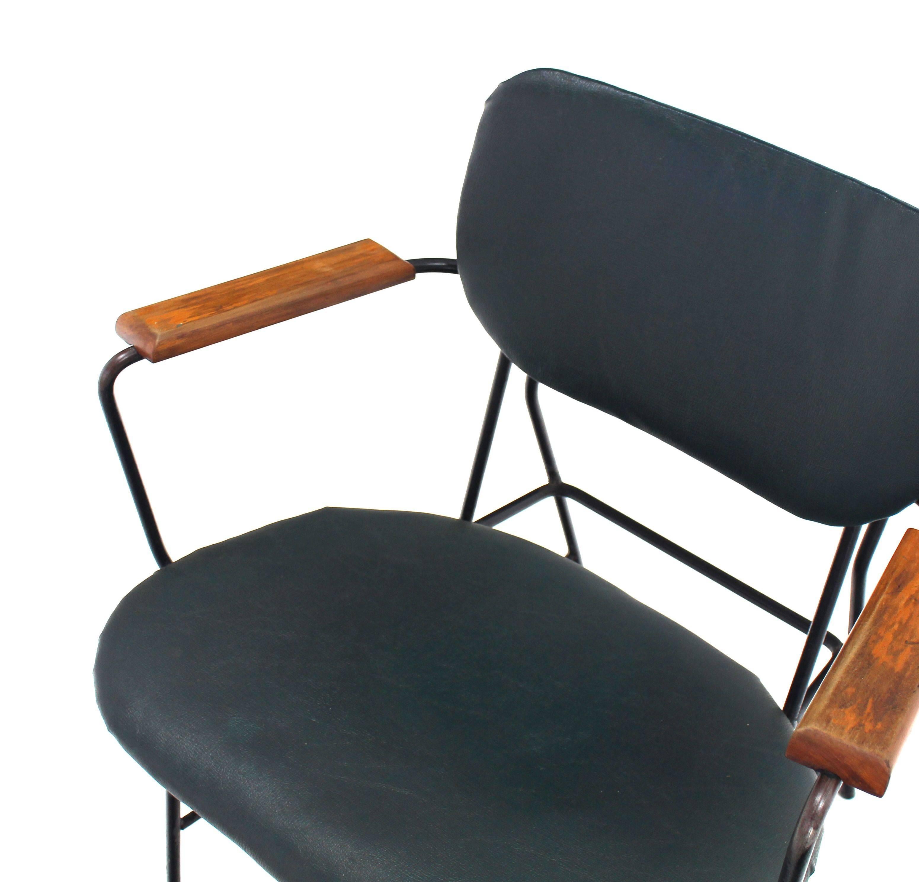 Rare Design Bent Wire Frame Wood Arm Dining Side Chair Mid-Century Modern Excellent état - En vente à Rockaway, NJ
