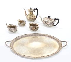Fünf Pieces English Silver Plated Sheffield Tee oder Kaffee Set