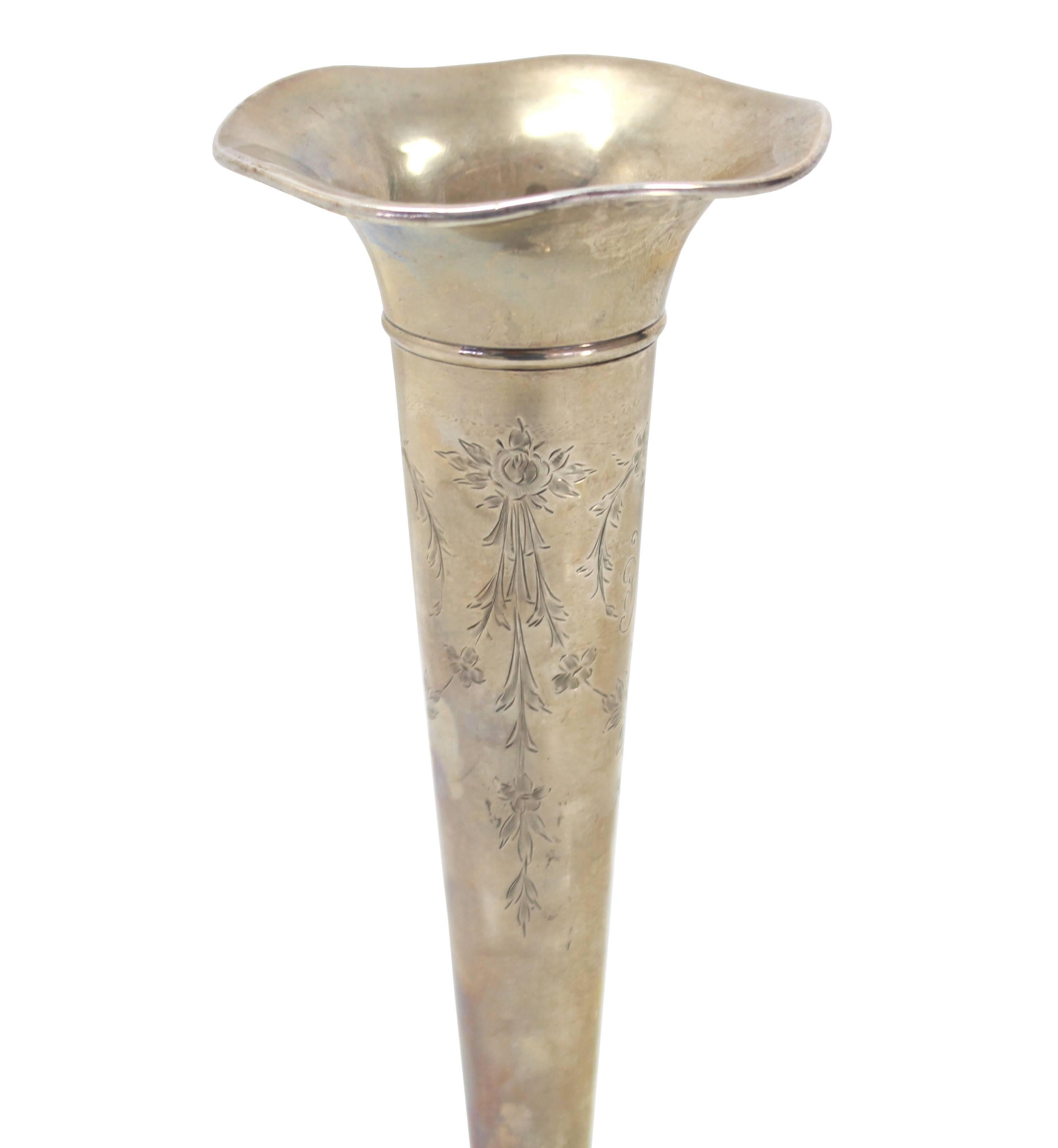 silver flute vase