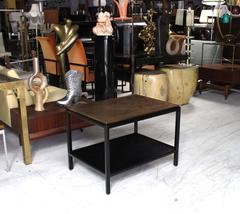 John Stuart Abonized Walnut Base Copper Top Rectangular Side End Table Stand