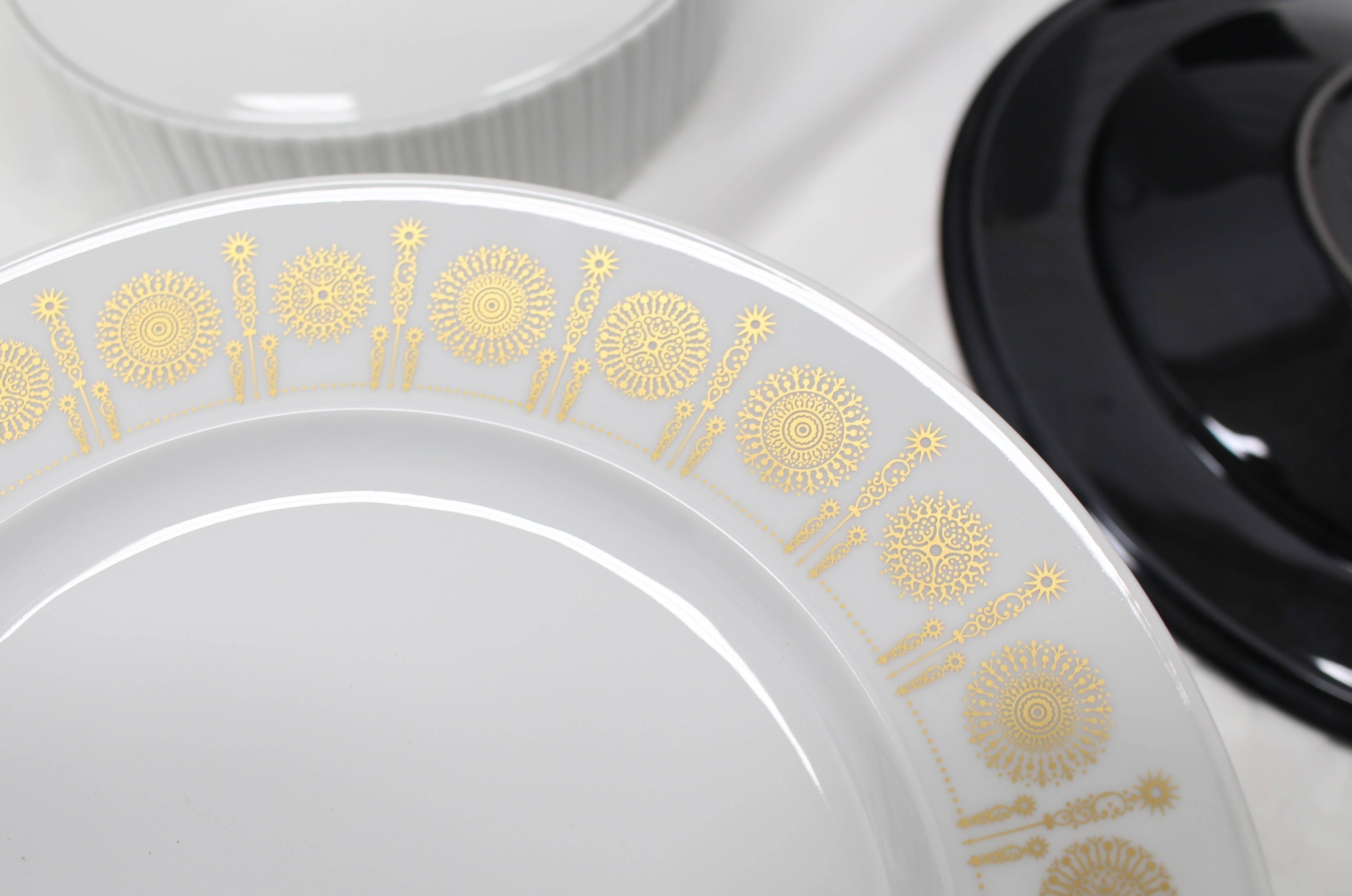 Allemand Tapio Wirkkala pour Rosenthal Dinner Coffee 80 Pieces Set Plates Noire Porcelain