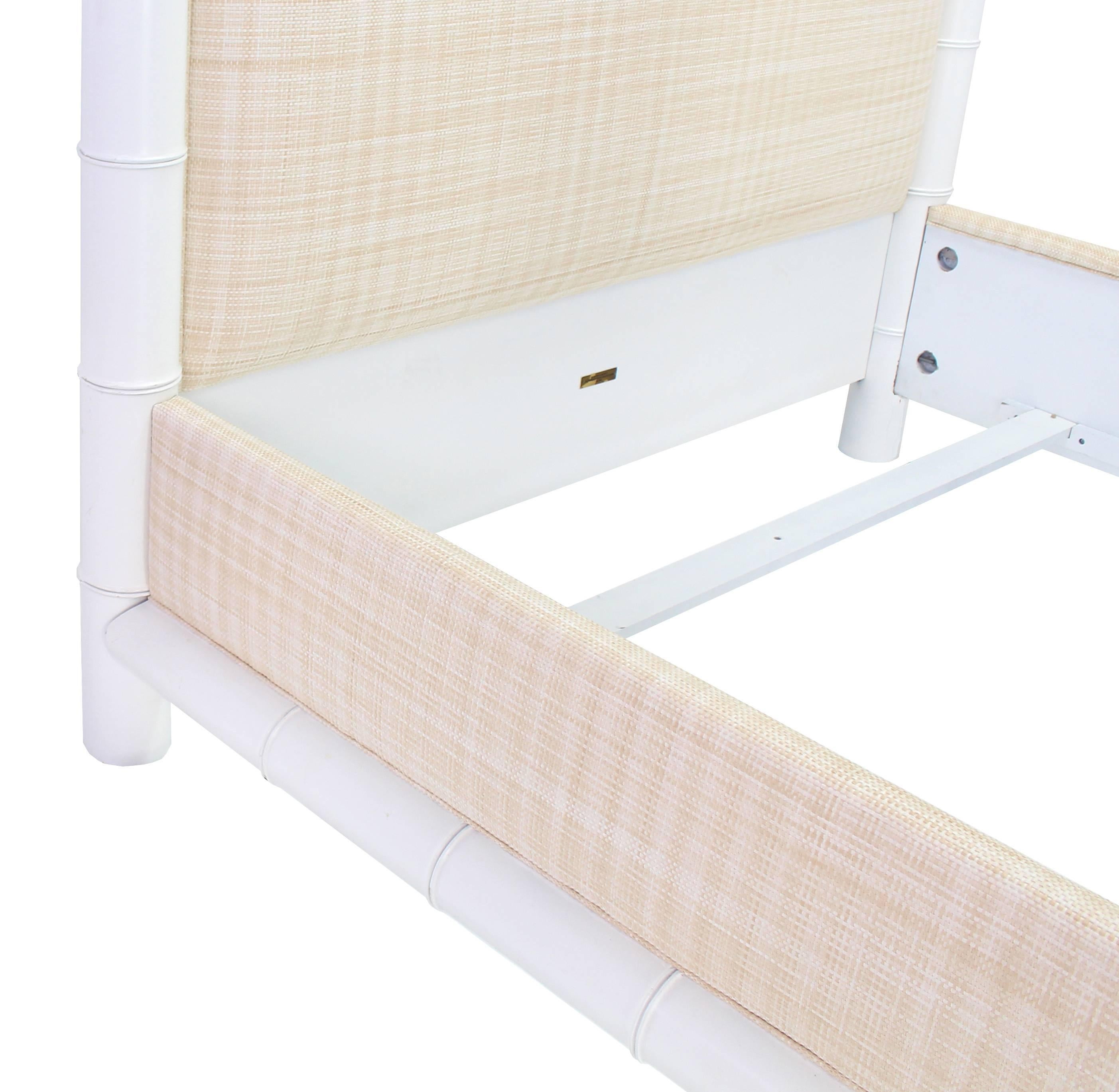 white bamboo bed