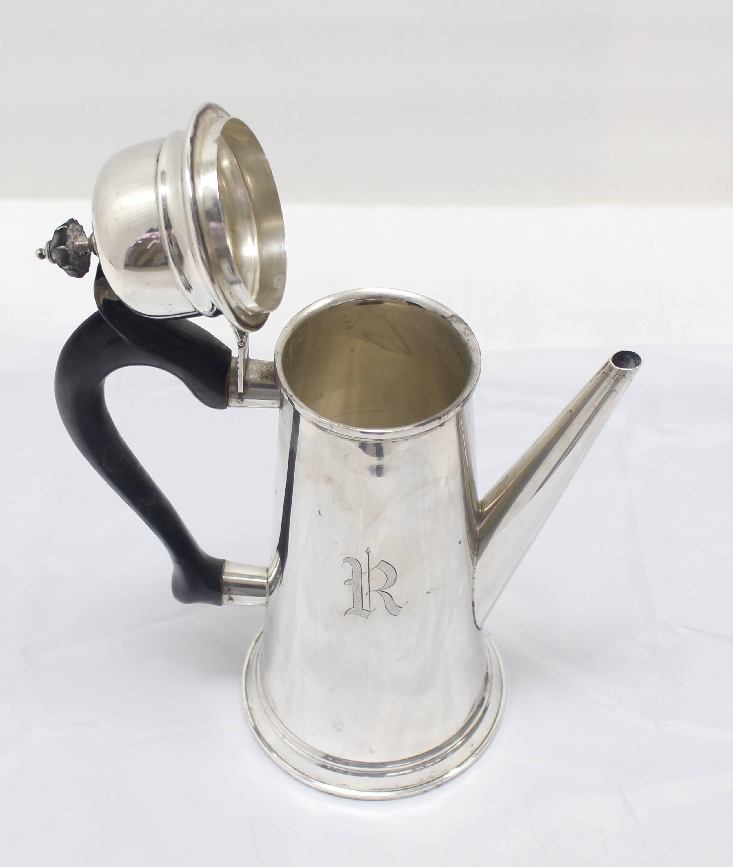 Mid-Century Modern Sterling Silver Tea Coffee Pot Jacob Hurd by Frank Whiting For Sale