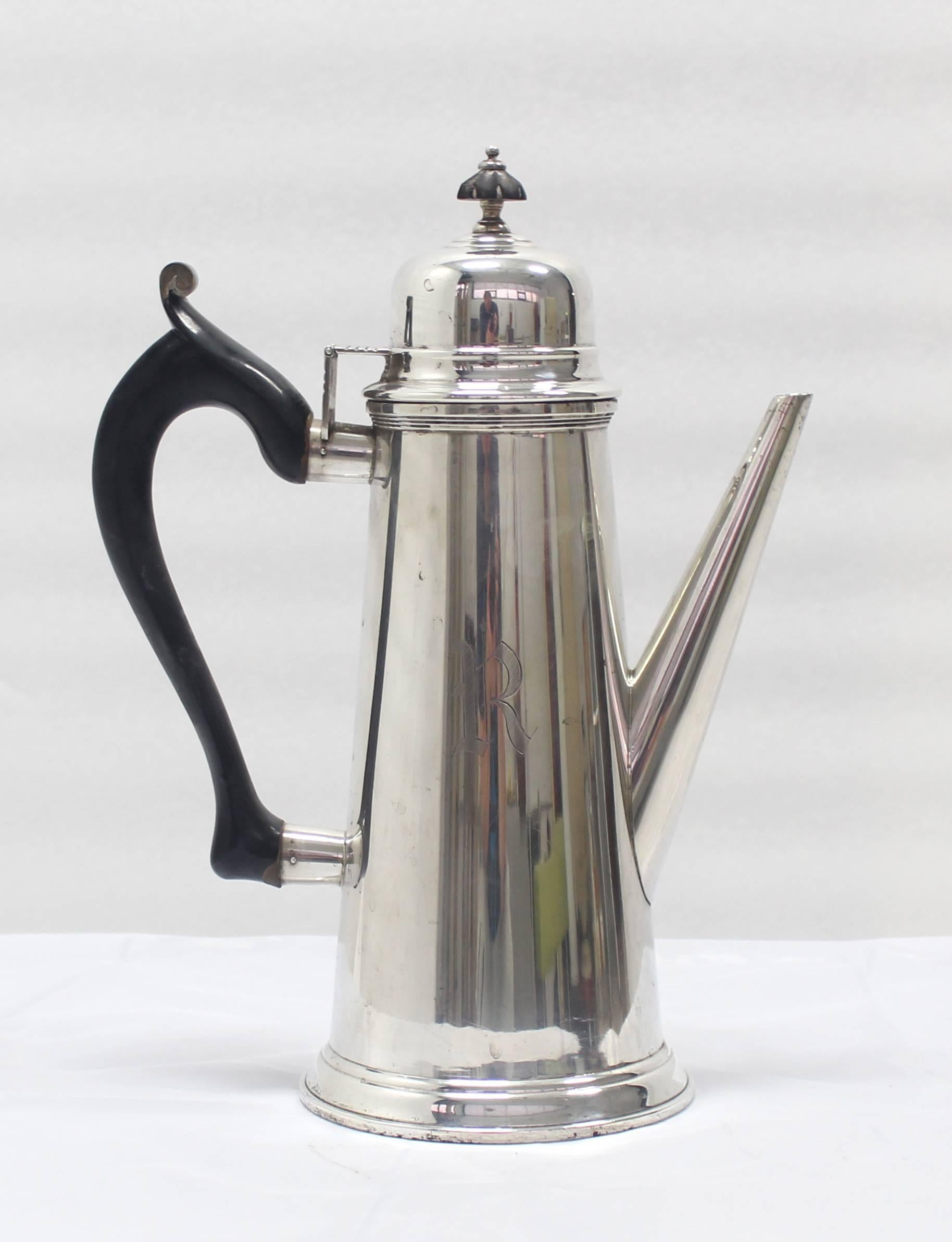 Sterling Silver Tea Coffee Pot Jacob Hurd by Frank Whiting In Excellent Condition For Sale In Rockaway, NJ