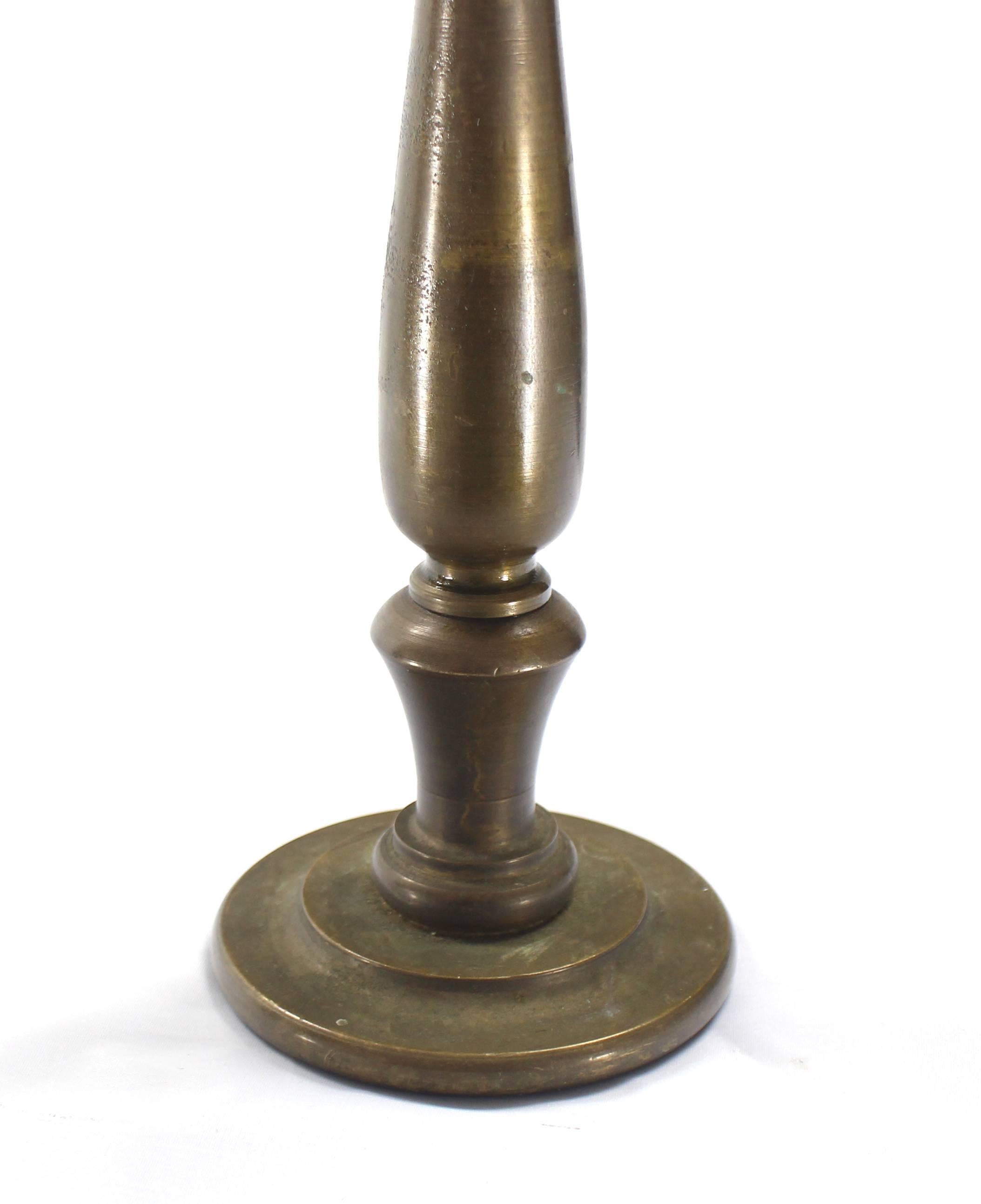 Mid-Century Modern Very Heavy Solid Bronze Turned Candlesticks Holders