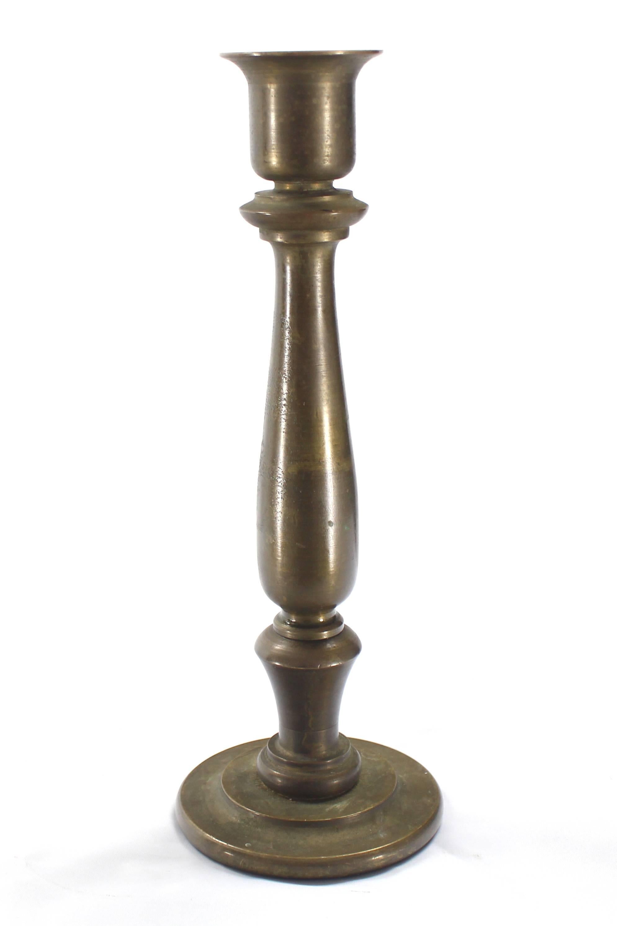 Very Heavy Solid Bronze Turned Candlesticks Holders In Excellent Condition In Rockaway, NJ