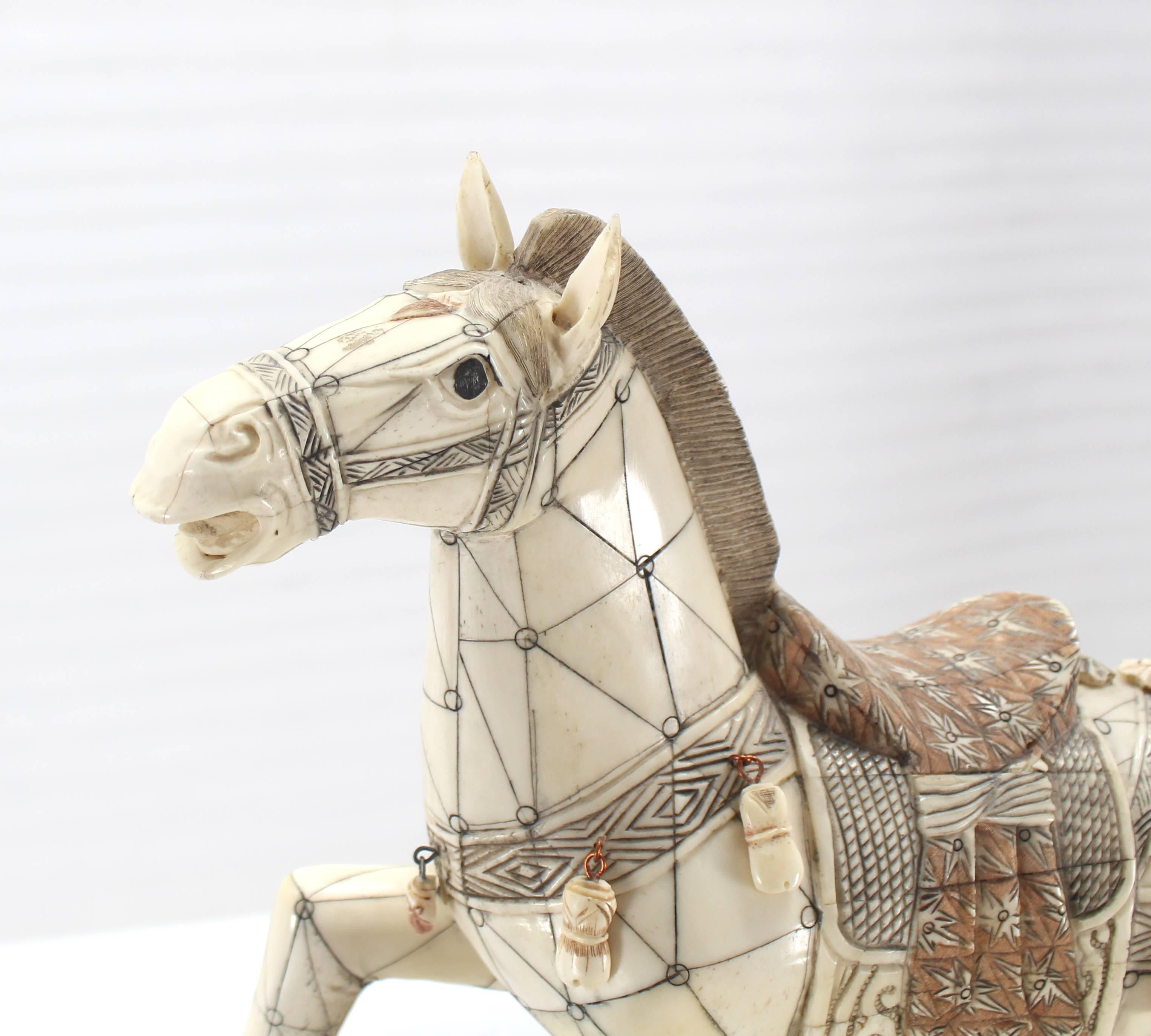 Mid-Century Modern Sheeted Bone Tile Horse Sculpture Statue