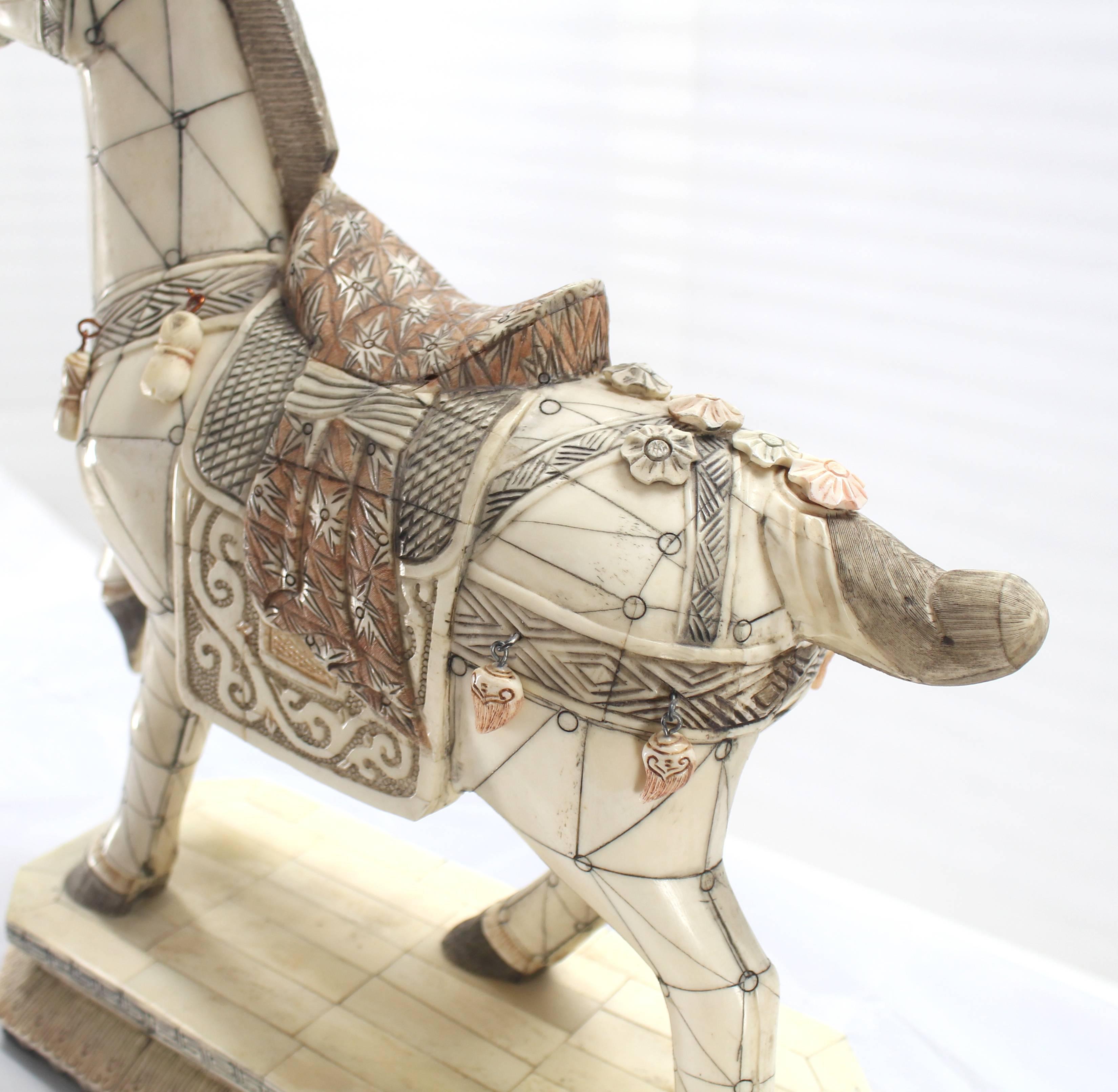 American Sheeted Bone Tile Horse Sculpture Statue