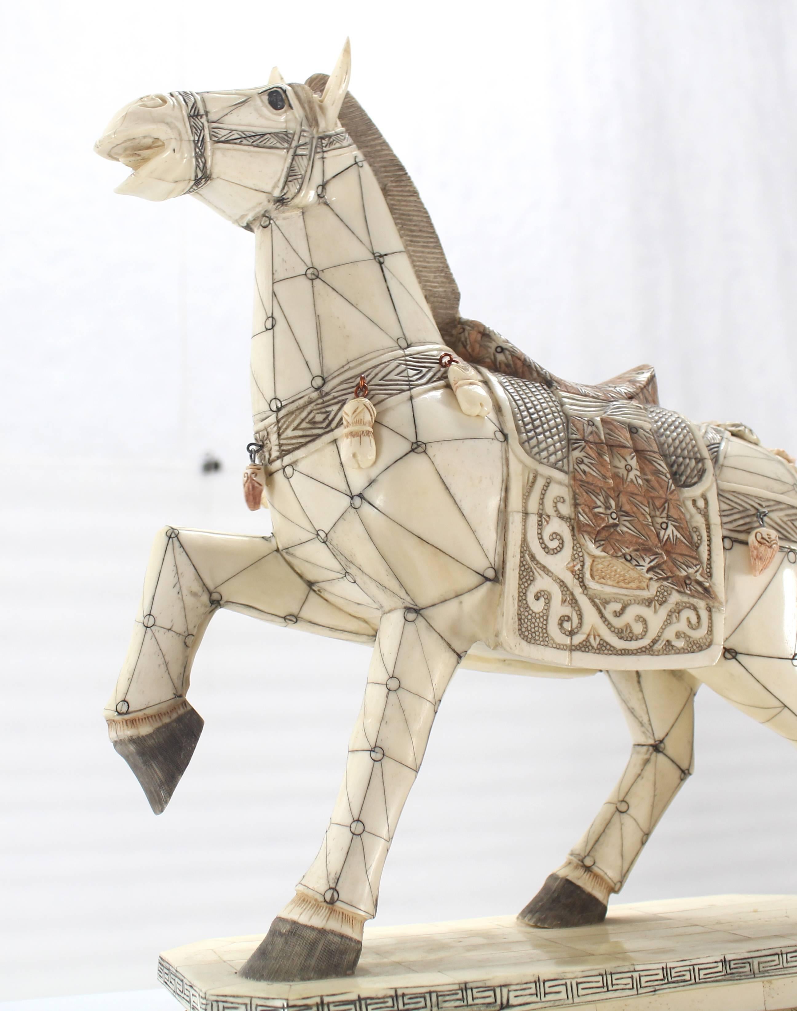 20th Century Sheeted Bone Tile Horse Sculpture Statue