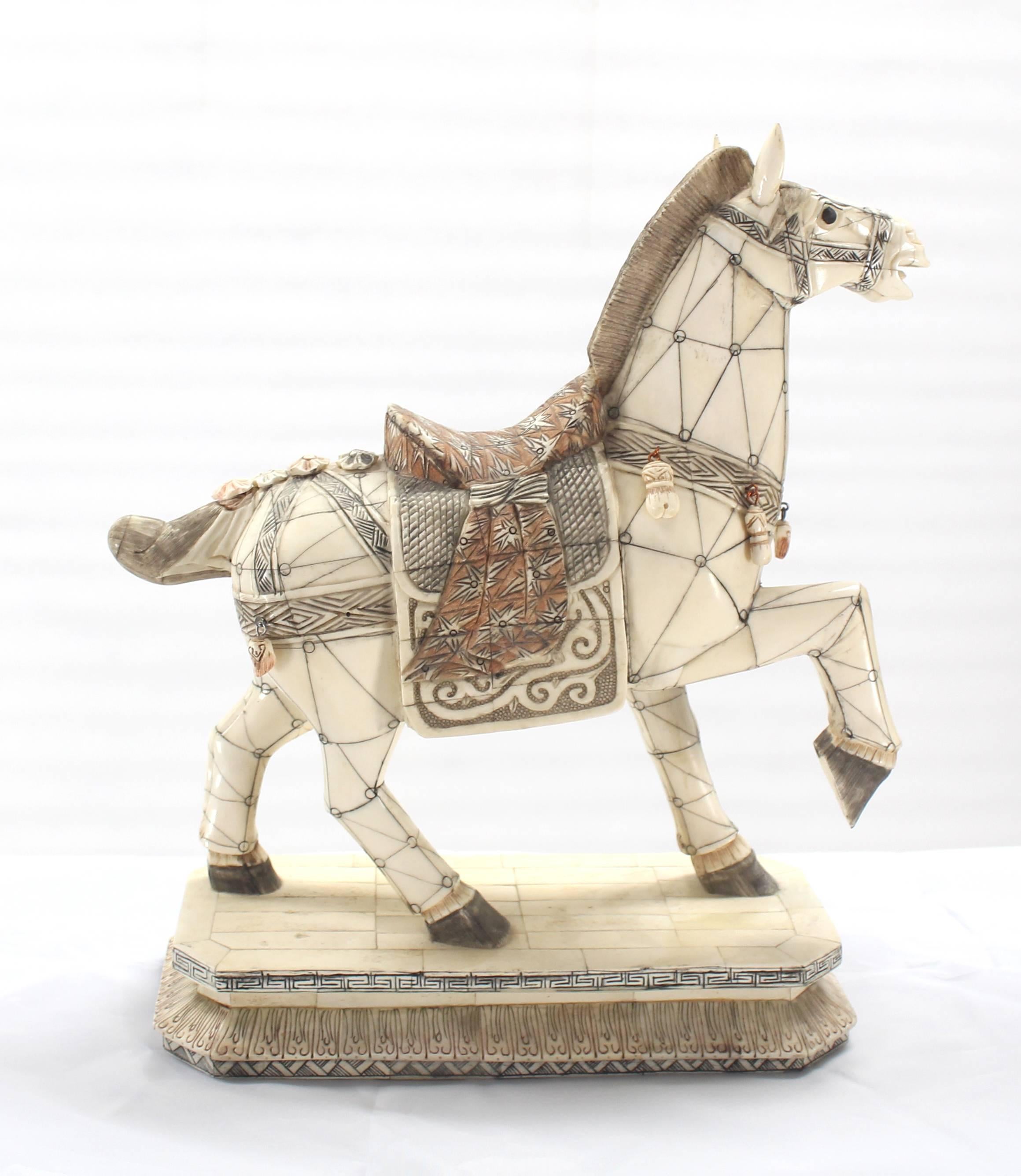 Sheeted Bone Tile Horse Sculpture Statue 2