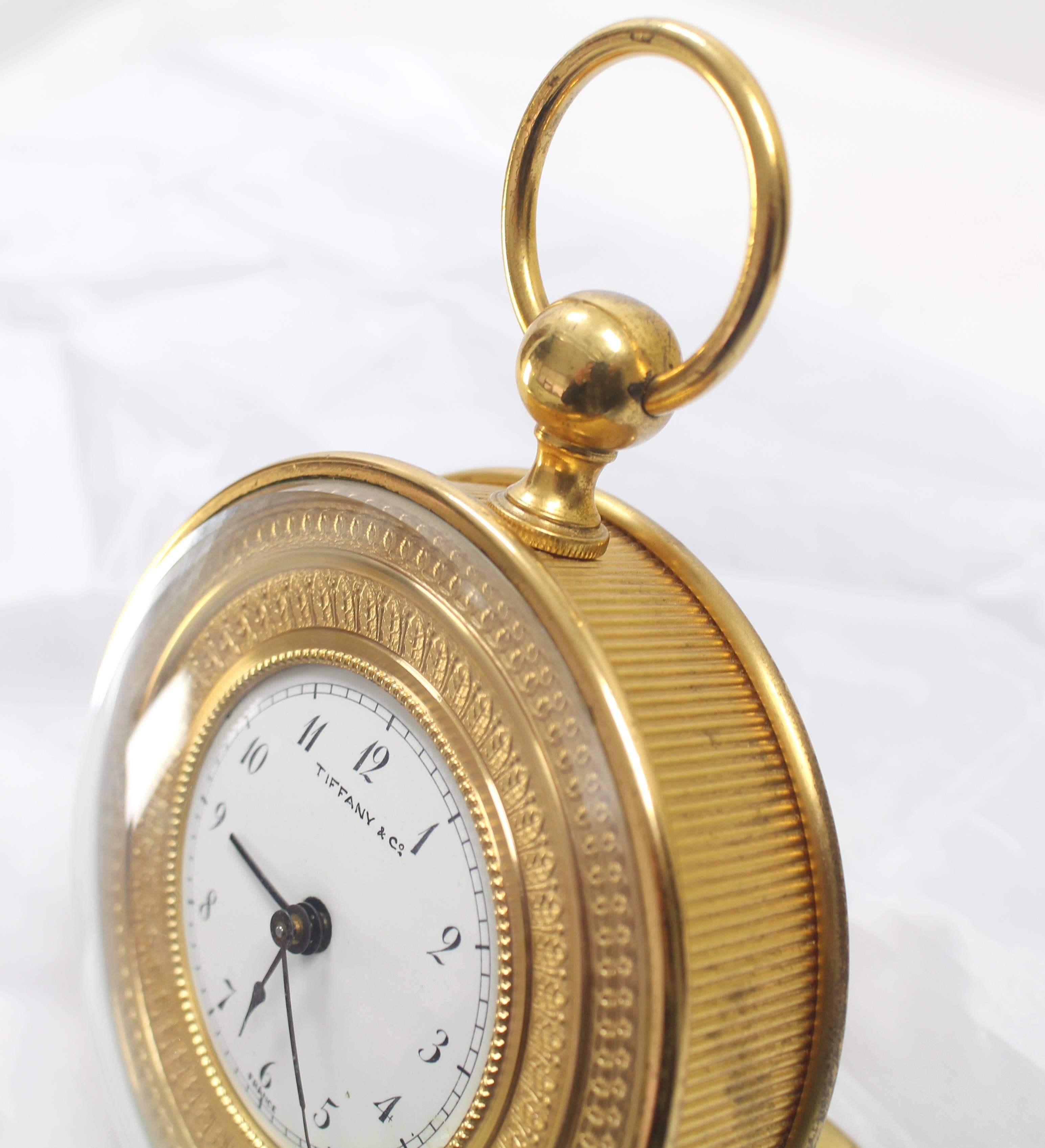 Mid-Century Modern Tiffany Vintage Bronze Travel Alarm Clock