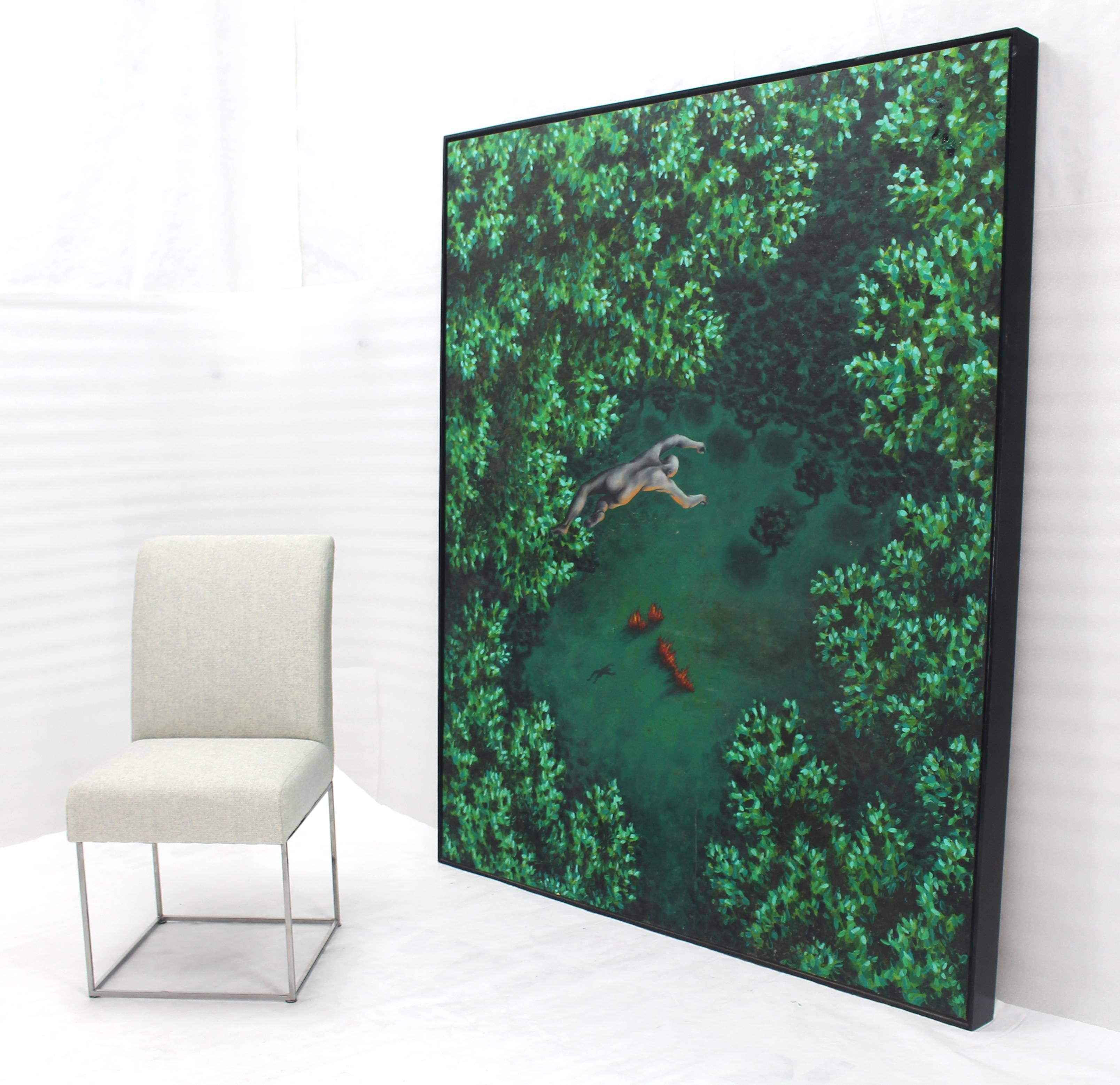 Mid-Century Modern Very Large Oversize Modern Jumping Nude Painting