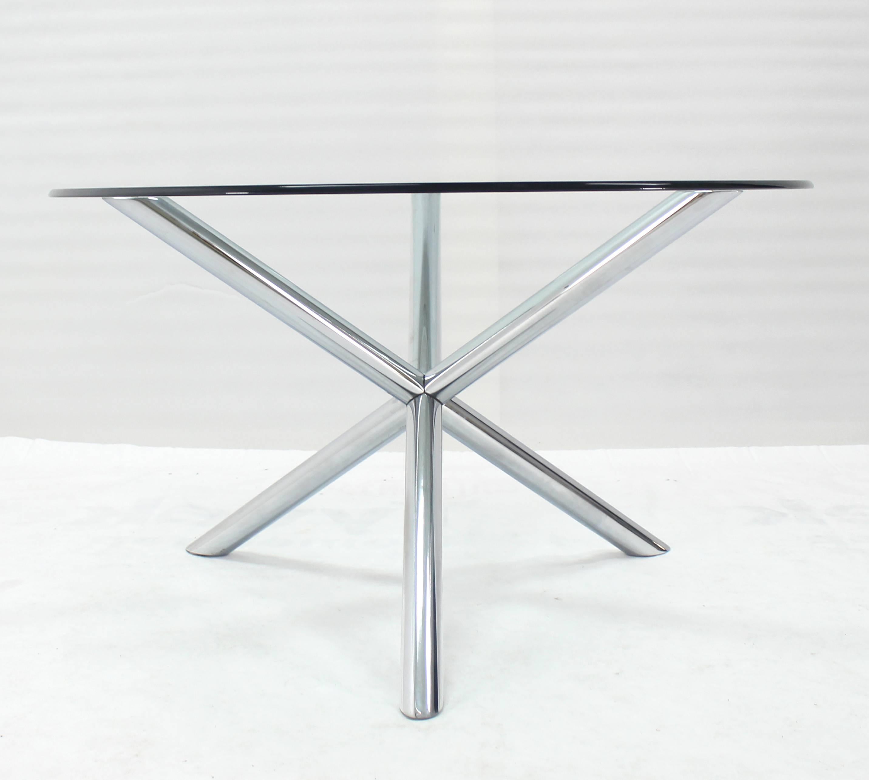 American Chrome and Glass Round Dinette Dining Table with Jack Base