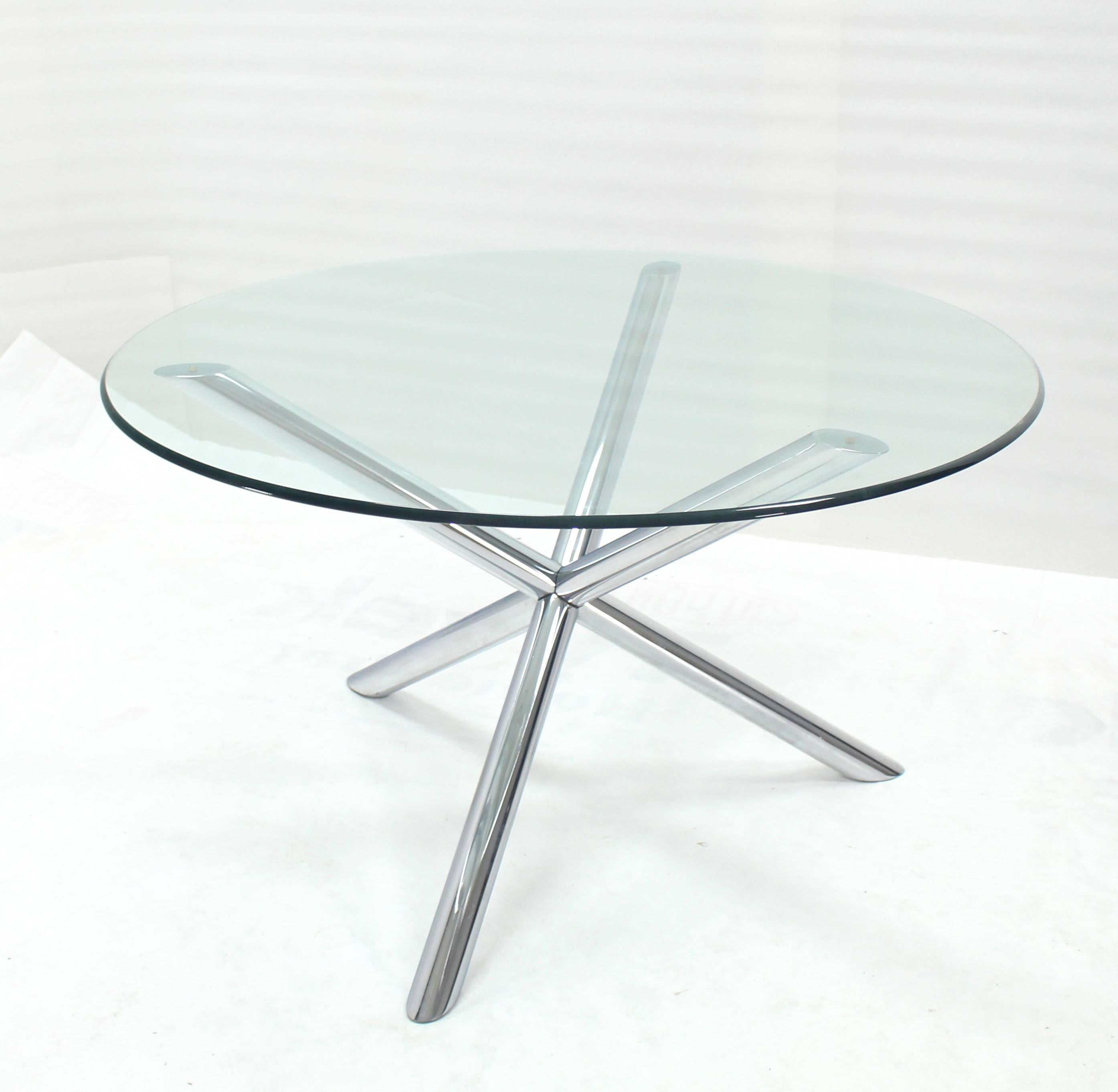 20th Century Chrome and Glass Round Dinette Dining Table with Jack Base