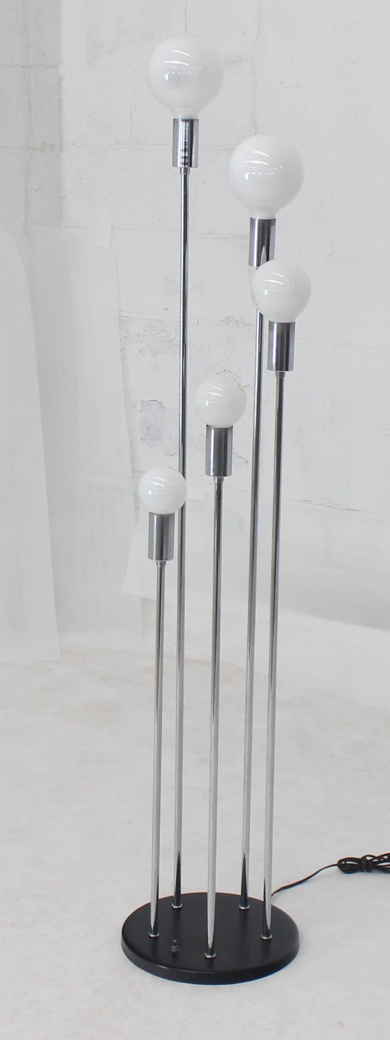 3 Way 5 Globes Spiral Chrome Mid Century Modern Floor ...