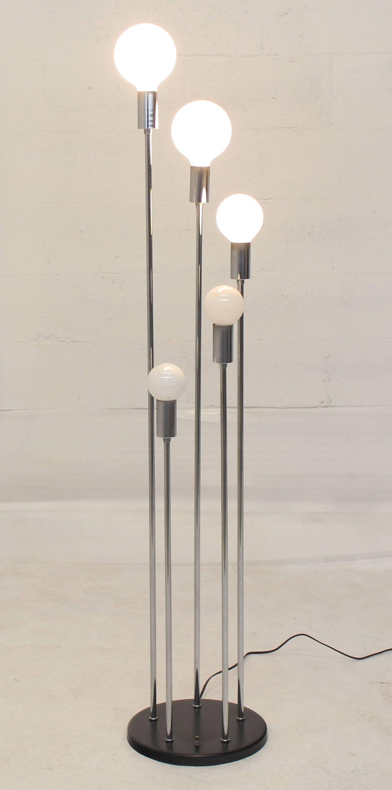 3 Way 5 Globes Spiral Chrome Mid Century Modern Floor Lamps on Round ...