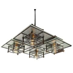 Skeletal Wire Glass Chandelier 4