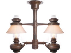 Very Rare 1800s Norfolk & Western Railroad Dining Car Double Chandelier