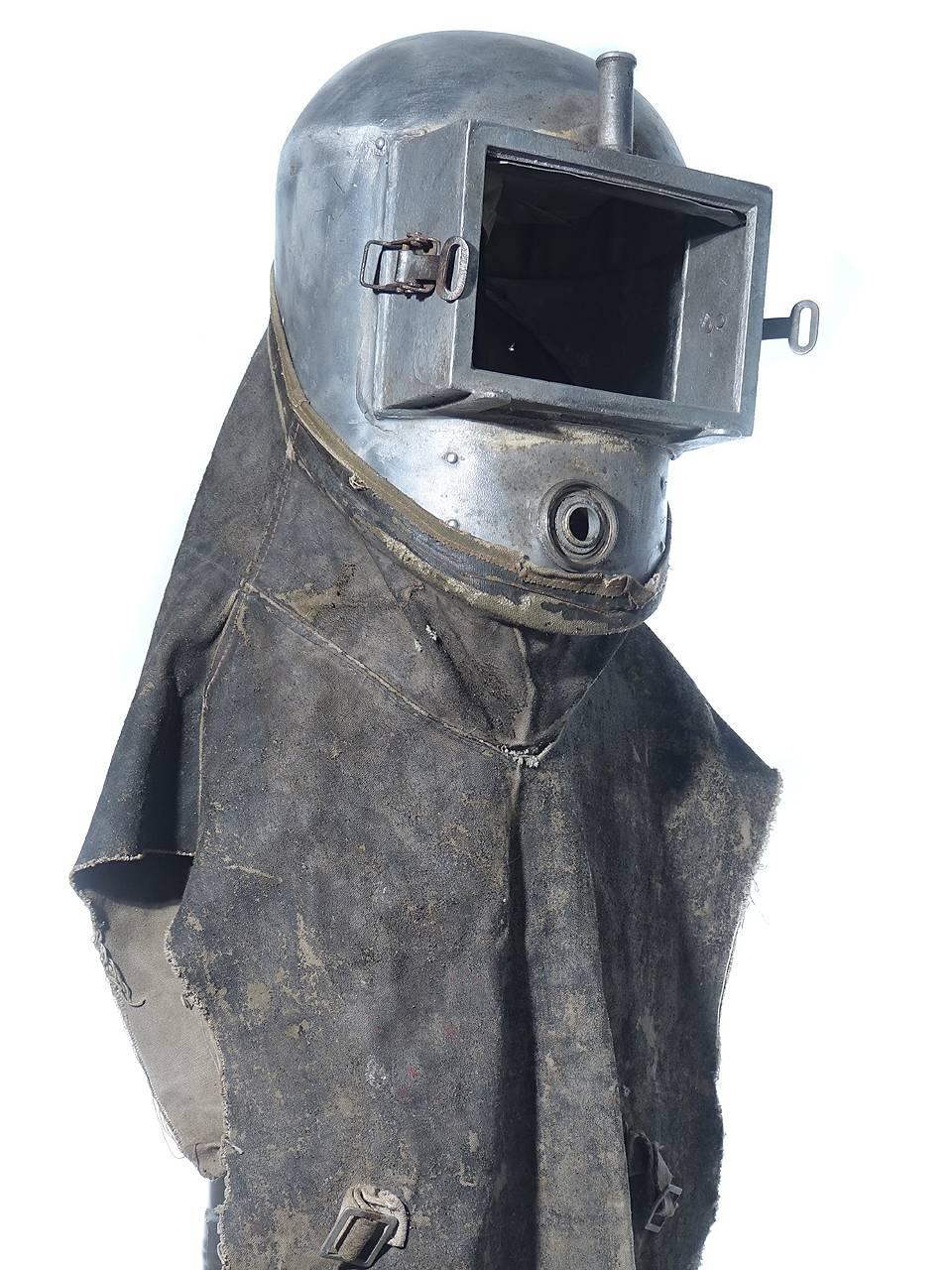 Early Sprayers Safety Suit on Custom Museum Stand In Excellent Condition In Peekskill, NY