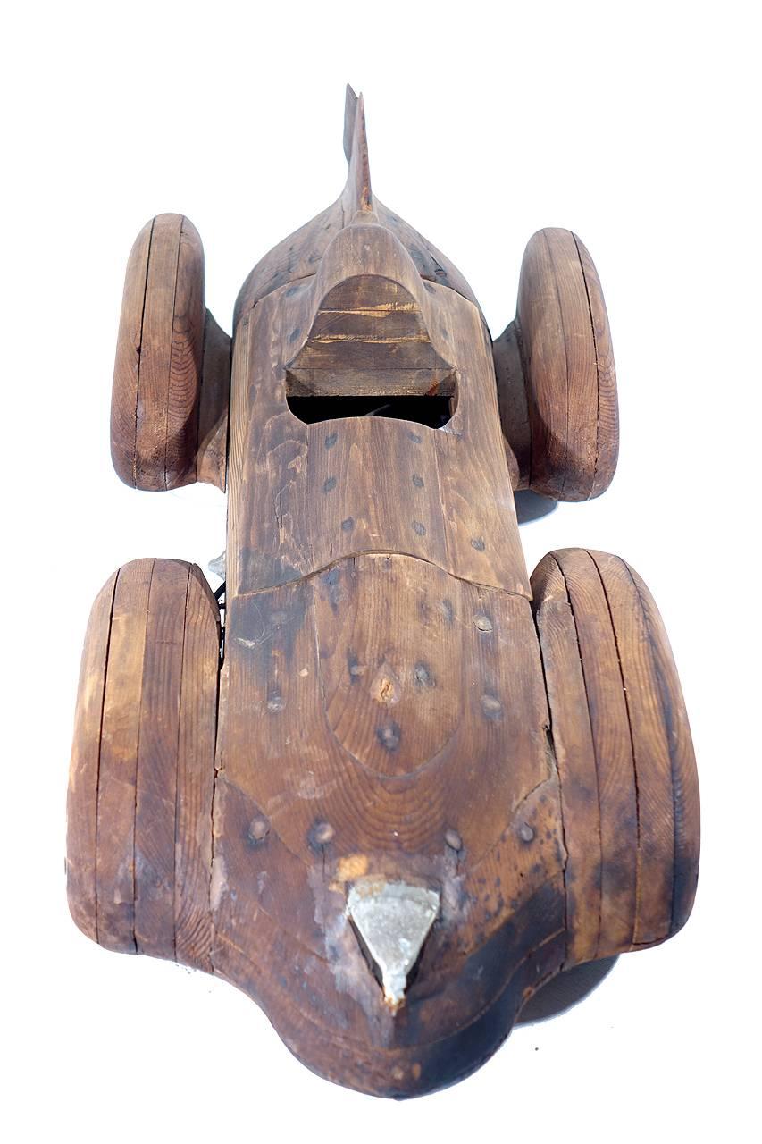 Streamlined Wood Race Car In Excellent Condition In Peekskill, NY