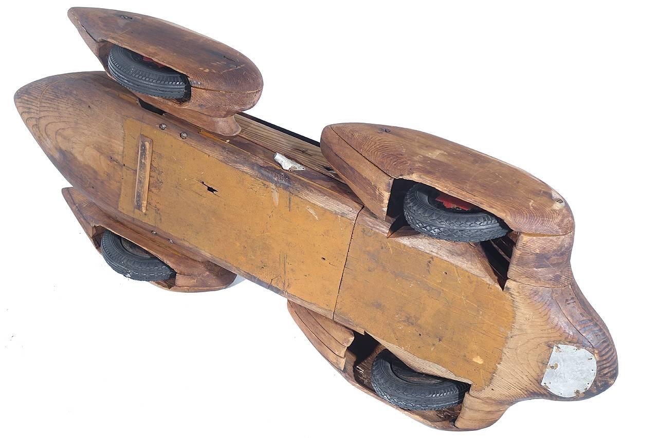20th Century Streamlined Wood Race Car