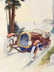 Nicely Framed French 1913 Hand-Colored Print by Gamy-Montaut