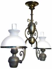 Large Double Arm Oil Lamp, Newly Electrified