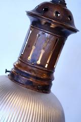 Large Mirrored Mercury Dome with Unique Gas Era Fixture