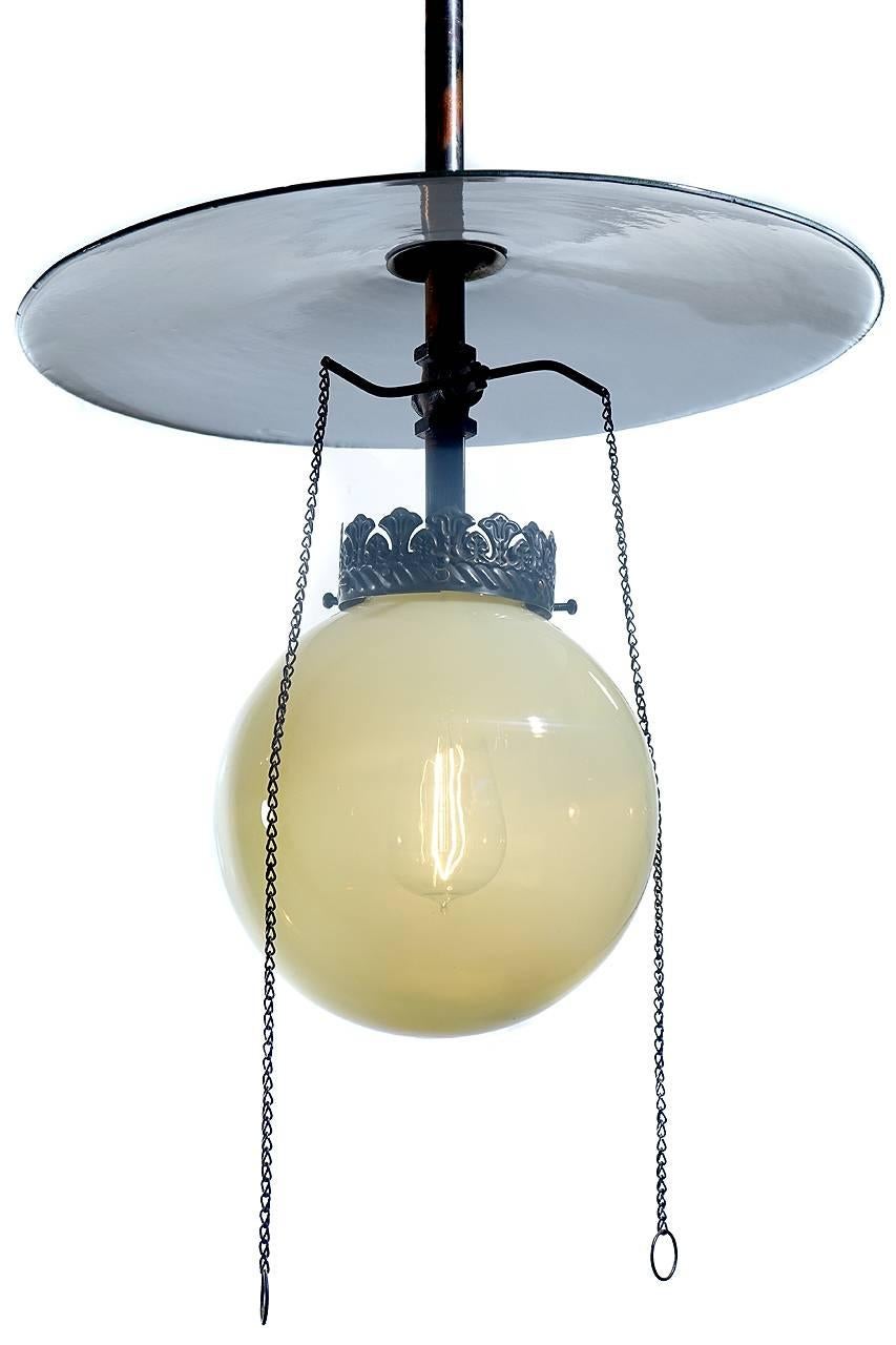 Industrial Vaseline Glass Gas Lamp