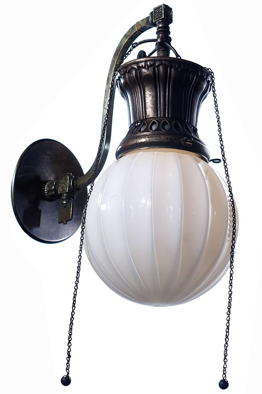 Industrial Beautiful Matching Pair of Converted Gas Sconces
