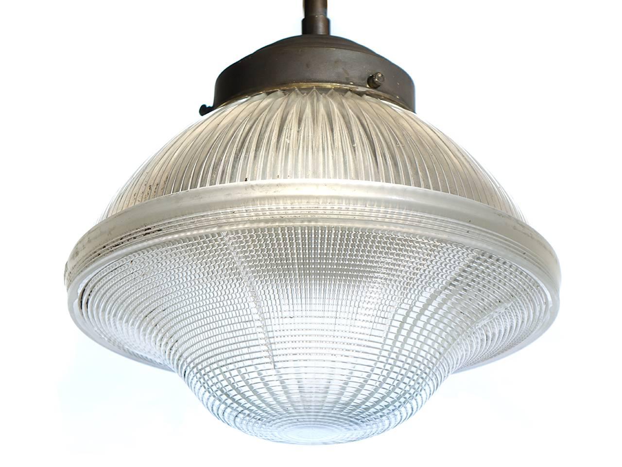 Industrial Large Dome and Bell Holophane Pendants