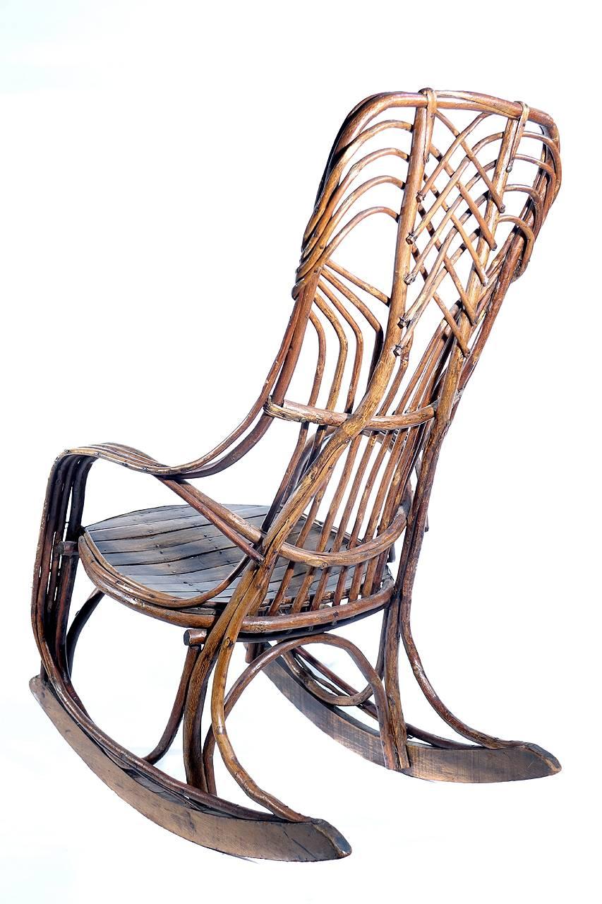 Classic 1910 Rustic Adirondack Bentwood Rocker In Excellent Condition In Peekskill, NY