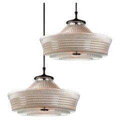 Matching Pair of Rare Sailor Hat Holophane Pendants