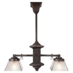 Lustre à gaz double de style Arts and Crafts