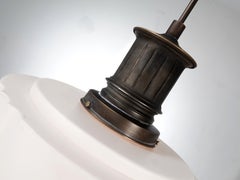 Elegant Frosted Milk Glass Drum Pendent