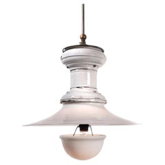 Humphrey White Porcelain and Milk Glass Converted Gas Lamp