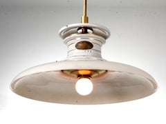 Antique Industrial Gasoline Vapor Lamp by Nigel Case, Milk Glass Shade, 1901