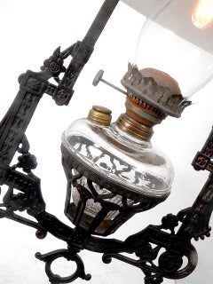 Electrified 1876 Bradley and Hubbard Oil Lamp