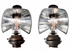 Pair of Adams and Westlake Railroad Sconces With Rare Wheeler Shades