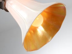 Signed Quezal Art Glass Sconces - Matching Pair
