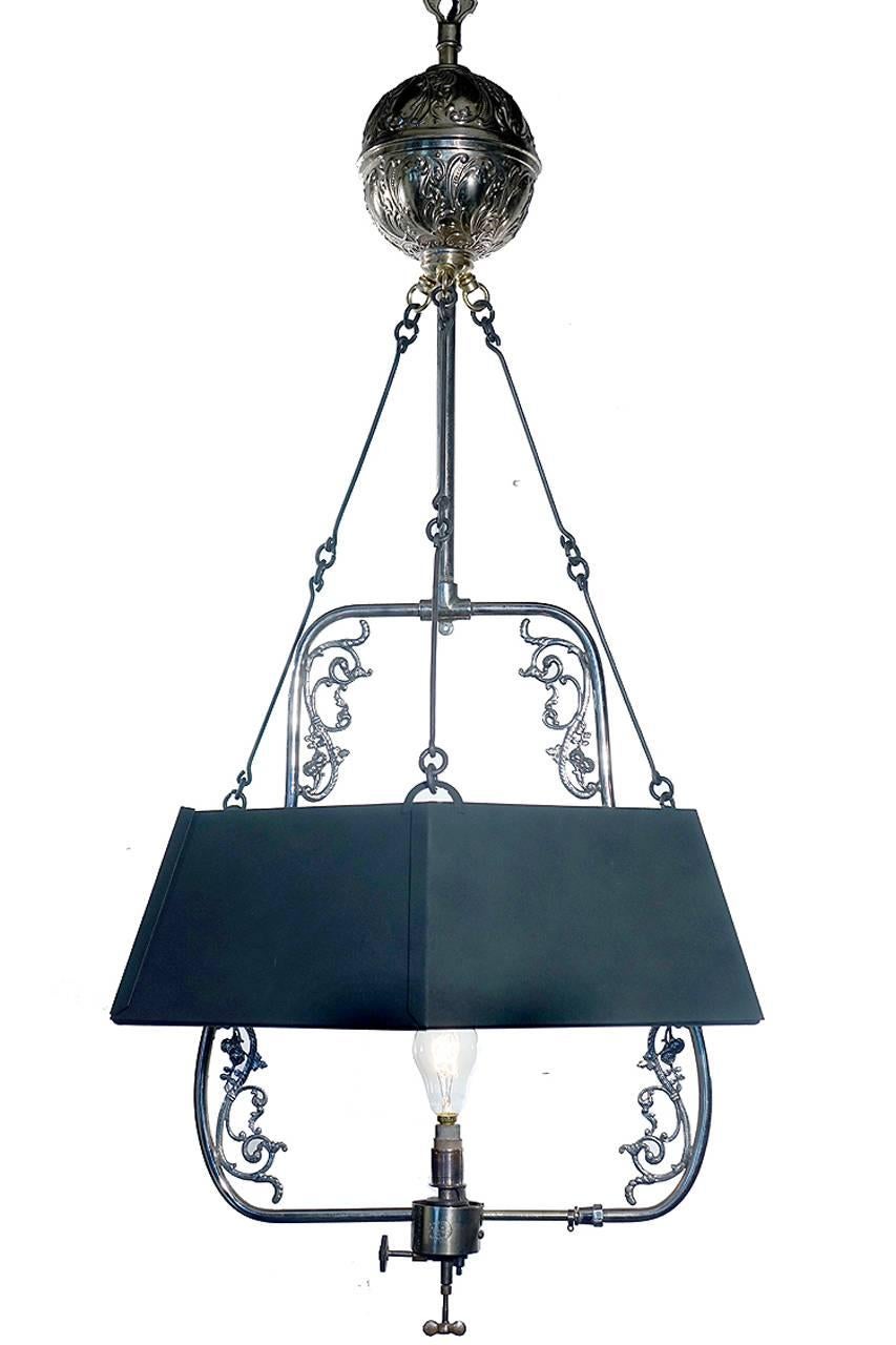 Industrial Unique 1800s Mirrored Gas Lamp