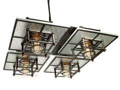 Skeletal Wire Glass Chandelier