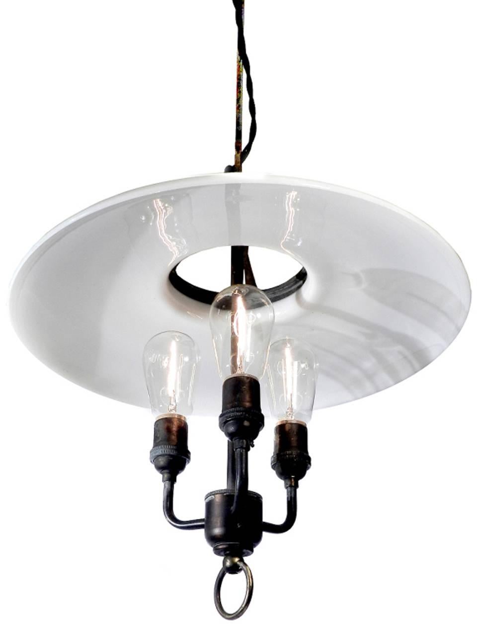 Industrial Large Electrified Milk Glass Lamps