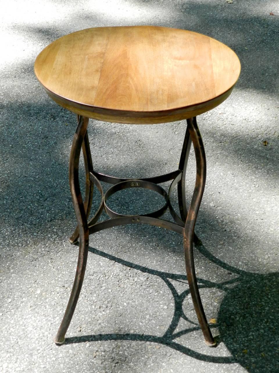 Industrial Small End Table, Original Japanned Copper Finish