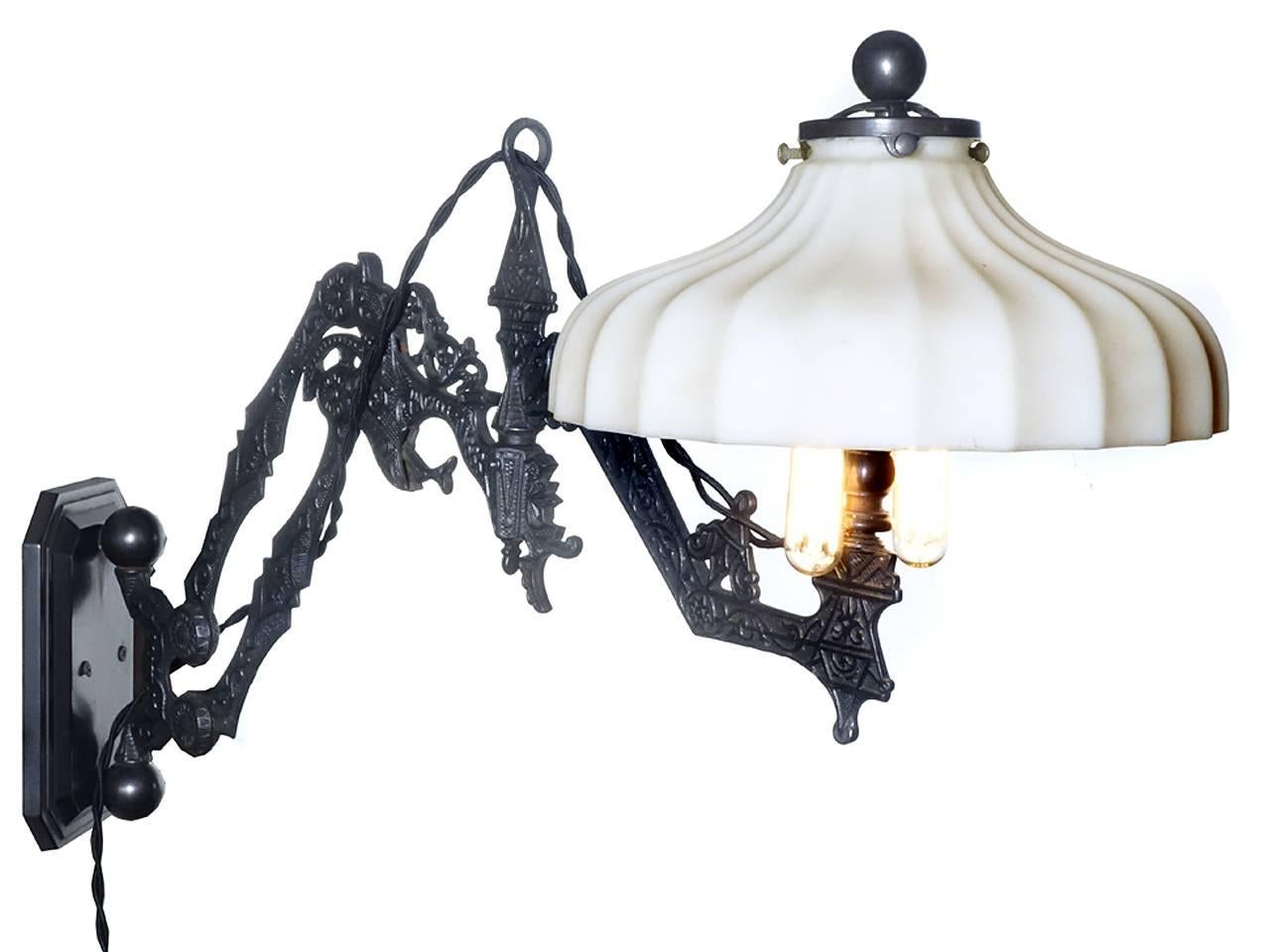 American Ornate Articulated Arm Wall Lamp